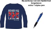 Spiderman Marvel Longsleeve - T-shirt - Donkerblauw. Maat 122 cm / 7 jaar + EXTRA 1 Stylus Pen