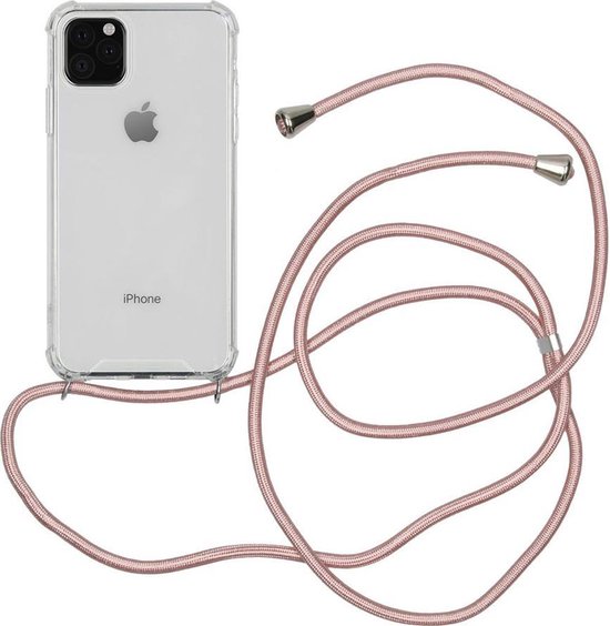 iPhone 13 Pro hoesje transparant met rosé koord shock proof case | bol.com