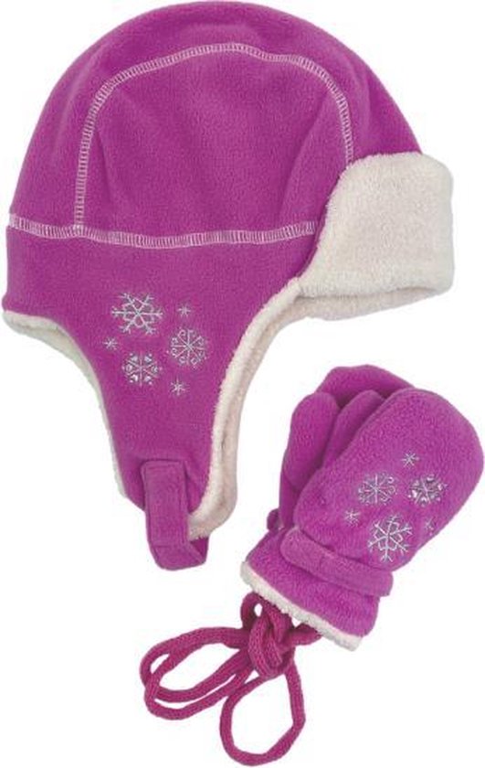 Ensemble hiver 2 pièces - Polaire - Flocons de neige - Fuchsia - Taille 110-116
