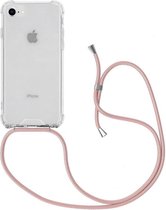iPhone 7/8/SE 2020 hoesje transparant met rosé koord shock proof case