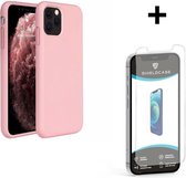 ShieldCase Silicone case geschikt voor Apple iPhone 12 Pro Max - 6.7 inch - roze + glazen Screen Protector