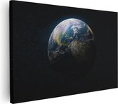 Artaza Canvas Schilderij De Aarde Vanuit De Ruimte - 30x20 - Klein - Foto Op Canvas - Canvas Print