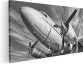 Artaza Canvas Schilderij Oud Vliegtuig Op De Landingsbaan - 60x30 - Foto Op Canvas - Canvas Print