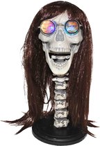 Halloween Pruikenhouder skelet met licht 43 cm