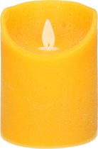 1x Oker gele LED kaarsen / stompkaarsen 10 cm - Luxe kaarsen op batterijen met bewegende vlam