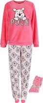 Warme, beige-koraalkleurige pyjama voor dames met sokken Winnie de Poeh Disney MAAT S
