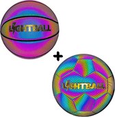 Lightball Lichtgevende Basketbal en Voetbal - Holografisch - Maat 7&5