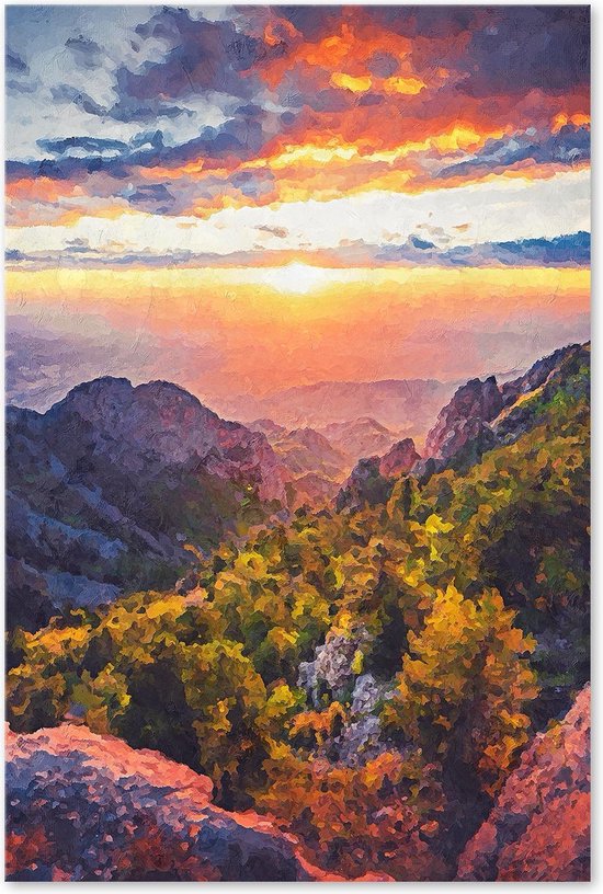 Graphic Message - Impression sur Dibond - Aluminium - Montagnes - Nature Paysage - Coucher de soleil - 100x150