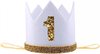 Verjaardag kroon Wit/Goud 1 jaar - hoed 1e verjaardag - cakesmash - hoedje - 1 - birthday