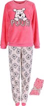 Warme, beige-koraalkleurige pyjama voor dames met sokken Winnie de Poeh Disney MAAT L