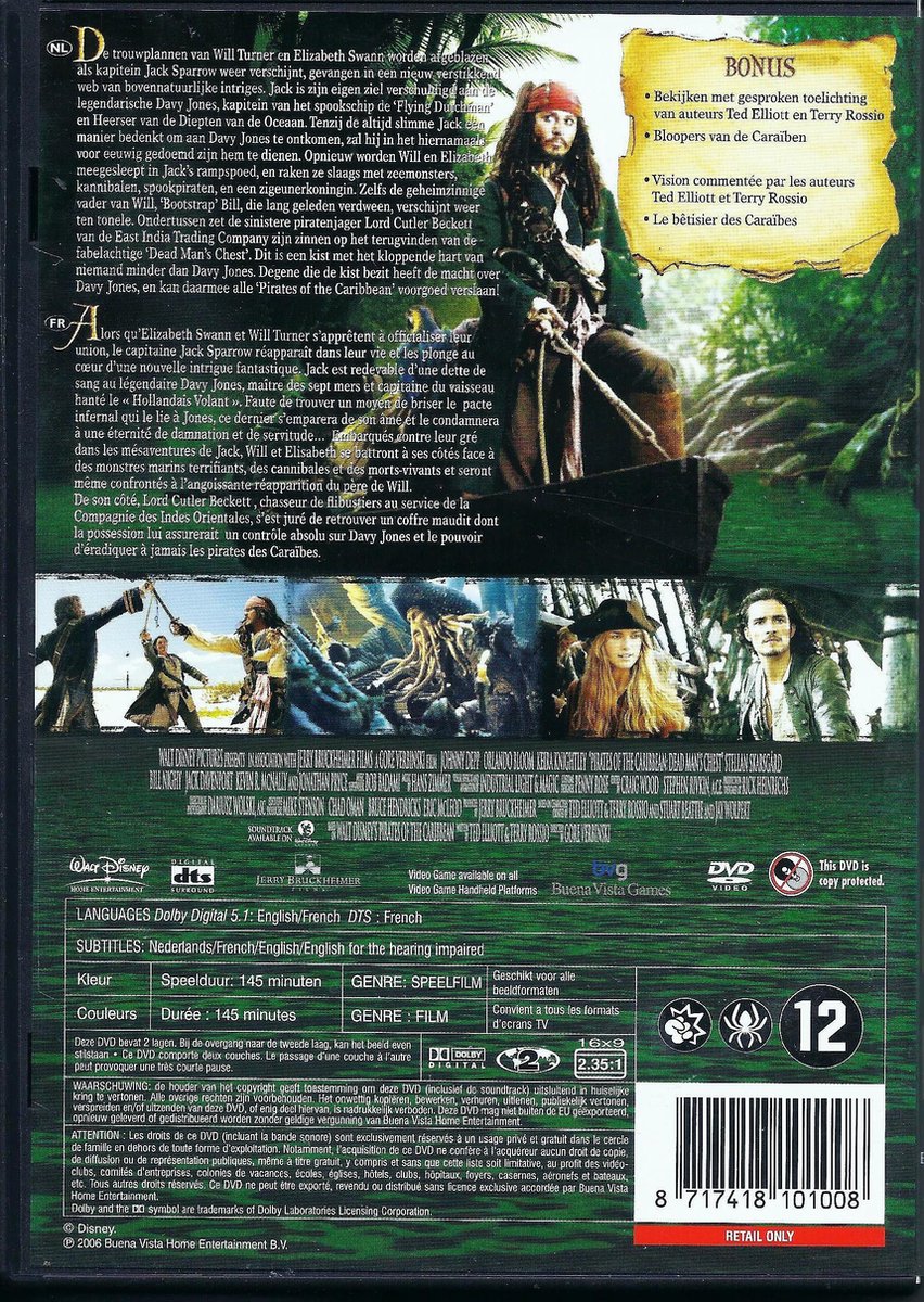 Pirates des Caraïbes 2 : Le Secret du Coffre Maudit (DVD), Johnny Depp | DVD  | bol