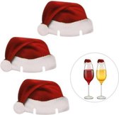 Kerstmuts voor op champagne glas - 30 stuks - Champagneglas versiering - Kerstversiering - Karton