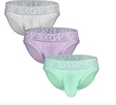 Sukrew - Classic Brief Multipack Silver, Lilac & Mint - Maat XL - Heren slip - Mannen ondergoed