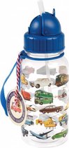 Rex London - Vintage Transport- Drinkfles met Rietje - 500ml - Donker Blauw