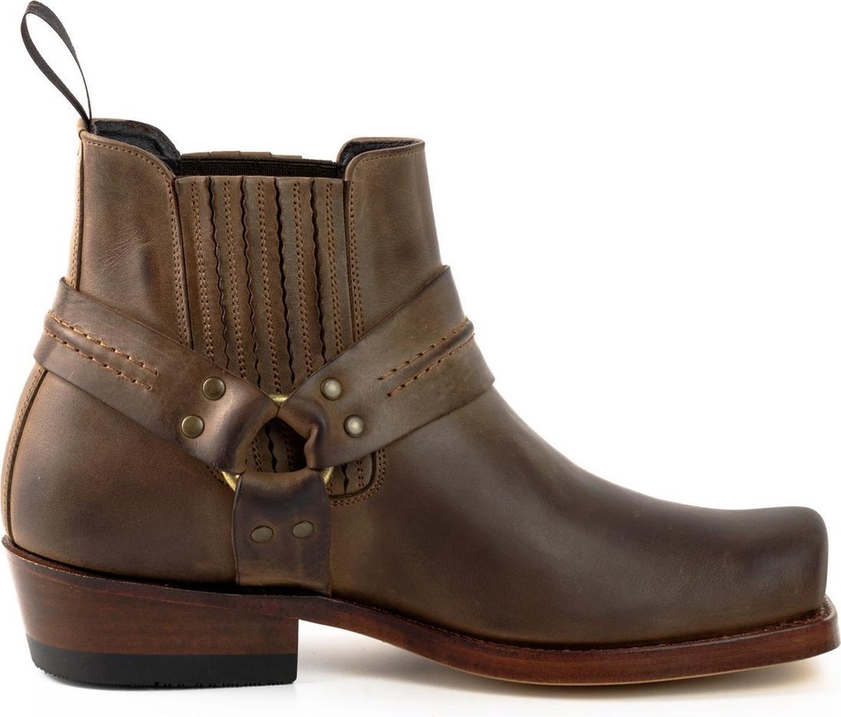 Mayura Boots 04 Bruin/Cowboy Western Enkellaars Heren Dames Vierkante Neus Vast Spoor Elastiek Sluiting Maat EU 42