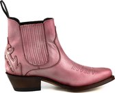 Mayura Boots Marilyn 2487 Roze/ Dames Cowboy Western Fashion Enklelaars Spitse Neus Schuine Hak Elastiek Sluiting Echt Leer Maat EU 36