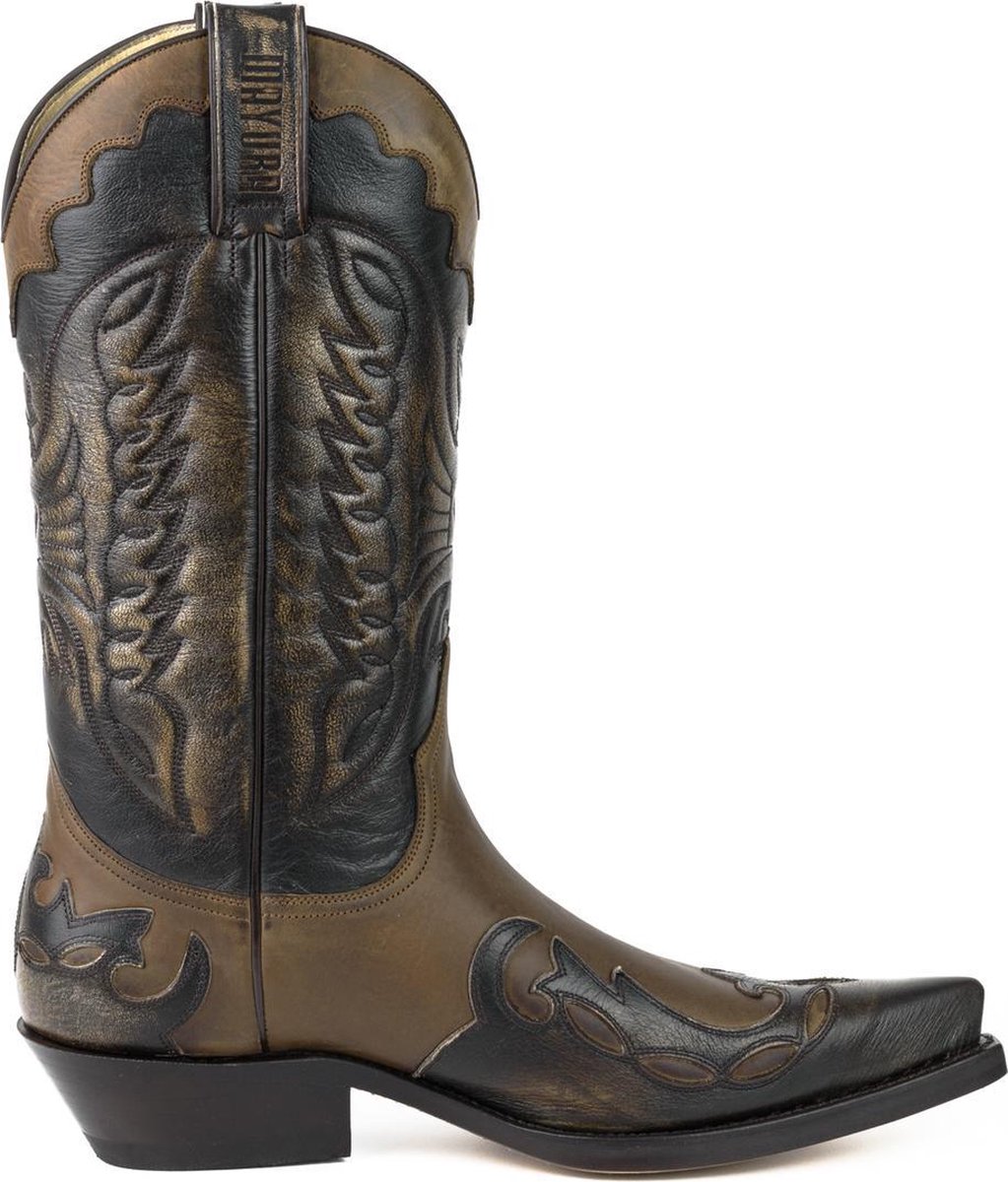 Mayura Boots 1927 Bruin/ Spitse Cowboy Western Dames Heren Laarzen Schuine Hak Two Tone Echt Leer Maat EU 45