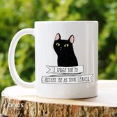 The leader cat -  Customized mokken en bekers - mokken met tekst - mokken - bekers - cadeautje - cadeau voor vrouw - cadeau vor man - keramiek servies - cadeautje voor haar - cadeautje voor h