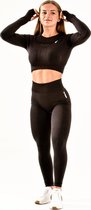 Power sportoutfit / sportkleding set voor dames / fitnessoutfit legging + sport beha (zwart)