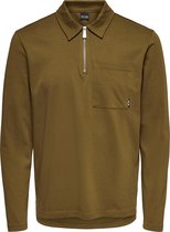 ONLY & SONS ONSVOLKER LIFE REG POCKET 1/4 ZIP LS TEE Heren Poloshirt - Maat S