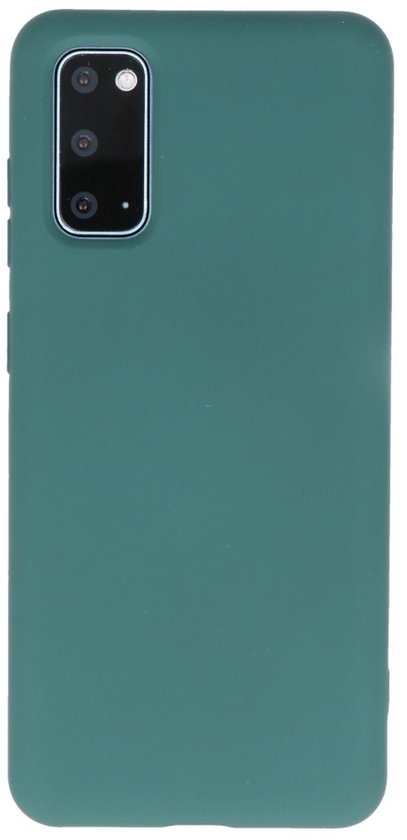 Étui de téléphone vert foncé, dos avec unité de caméra.