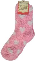 Super Soft huissokken met hartjes - Roze / Wit - Maat 37-38 - 2 paar