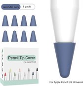 Apple Pencil 1/2 case – Siliconen Tip hoes – 8 stuks – Lavendel Grijs