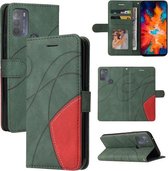 Voor Motorola Moto G50 Dual-color Splicing Horizontale Flip PU Lederen Case met Houder & Kaartsleuven & Portemonnee (Groen)