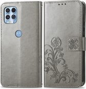 Bloemen Book Case - Motorola Moto G100 Hoesje - Grijs