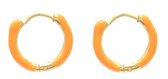 Dielay - Oorbellen - RVS Oorringen - Ø 1,5 cm - Goudkleurig en Oranje