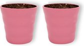 Set van 2  WLPlants Luxe Bloempotten Dawn Ø12 - Roze - Hoogte 12,5 cm - Keramische sierpotten met hoogwaardige afwerking - Geschikt als plantenpotten - Binnen en buiten te gebruiken
