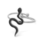 Ring met Slang - RVS - One Size - Zilverkleurig en Zwart