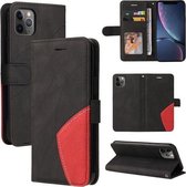 Dual-color splitsen horizontale flip PU lederen tas met houder & kaartsleuven & portemonnee voor iPhone 11 Pro Max (zwart)