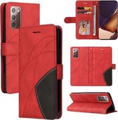 Voor Samsung Galaxy Note20 Dual-color Splicing Horizontale Flip PU Lederen Case met Houder & Kaartsleuven & Portemonnee (Rood)