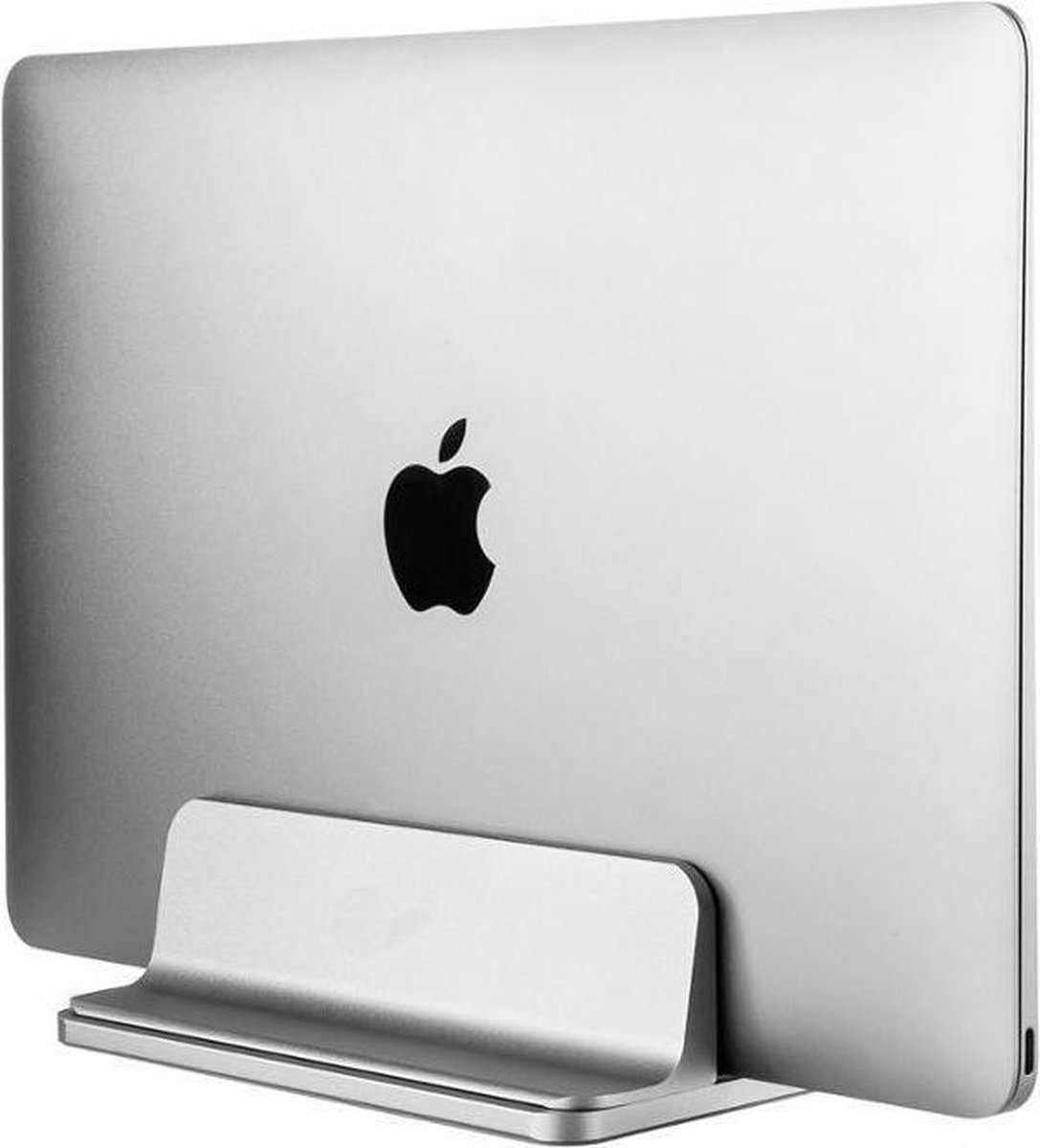 Verticale Laptop Standaard - Laptop Houder - Verticaal - In breedte Verstelbaar- Aluminium - Geschikt voor elke Laptop en Macbook - Zilver