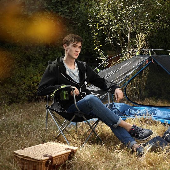 SONGMICS Campingstoel, set van 2, inklapbaar, comfortabel, klapstoel met robuust frame, belastbaar tot 150 kg, met flessenhouder, outdoor stoel, zwart GCB08BK, XL van Songmics — afbeelding 3