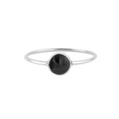 Darreth | Ring 925 zilver met zwarte onyx edelsteen | edelstenen sieraden | dames ringen zilver | Maat 17