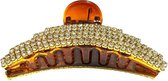 KLEINE HAARKLEMMEN/HAARSPELDEN/HAARCLIP/STRASS/BRUIN/ 7.5 CM