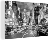 Canvas Schilderij New York - Auto - Zwart - Wit - 60x40 cm - Wanddecoratie