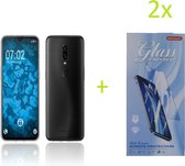 Hoesje Geschikt voor: OnePlus 6T / 7 Transparant TPU silicone Soft Case + 2X Tempered Glass Screenprotector