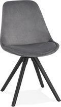 Alterego Vintage stoel 'RICKY' in grijs fluweel en poten in zwart hout