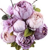 BLOEMEN -MSRLASSN Kunstbloemen Peony Artificial Flowers Silk Flowers Fake Flowers Silk Peony Silk Bouquet Vintage Bruiloft Woondecoratie (Nieuw Paars) - (WK 02122)