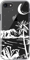 Paradise Amsterdam 'Paradise Bay' Clear Case - iPhone 7 / 8 / SE (2020) doorzichtig telefoonhoesje met palm, baai, strand, landschap tropische print