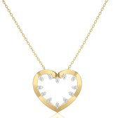 Gouden ketting dames met hartje, hanger liefde - 14 karaat geelgoud met diamanten