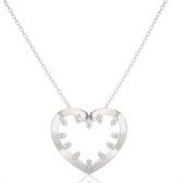 Gouden ketting dames met hartje, hanger liefde - 14 karaat witgoud met diamanten