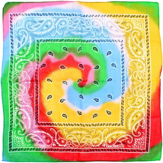 Fako Fashion® - Bandana Paisley - Tie Dye Swirl - Multicolore - Multicolore - Imprimé 1
