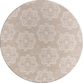 MixMamas Rond Tafelkleed Gecoat - Ø 140 cm - Krijt bloem Beige