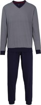 BUGATTI heren pyjama V-hals - donkerblauw dessin - Maat: M