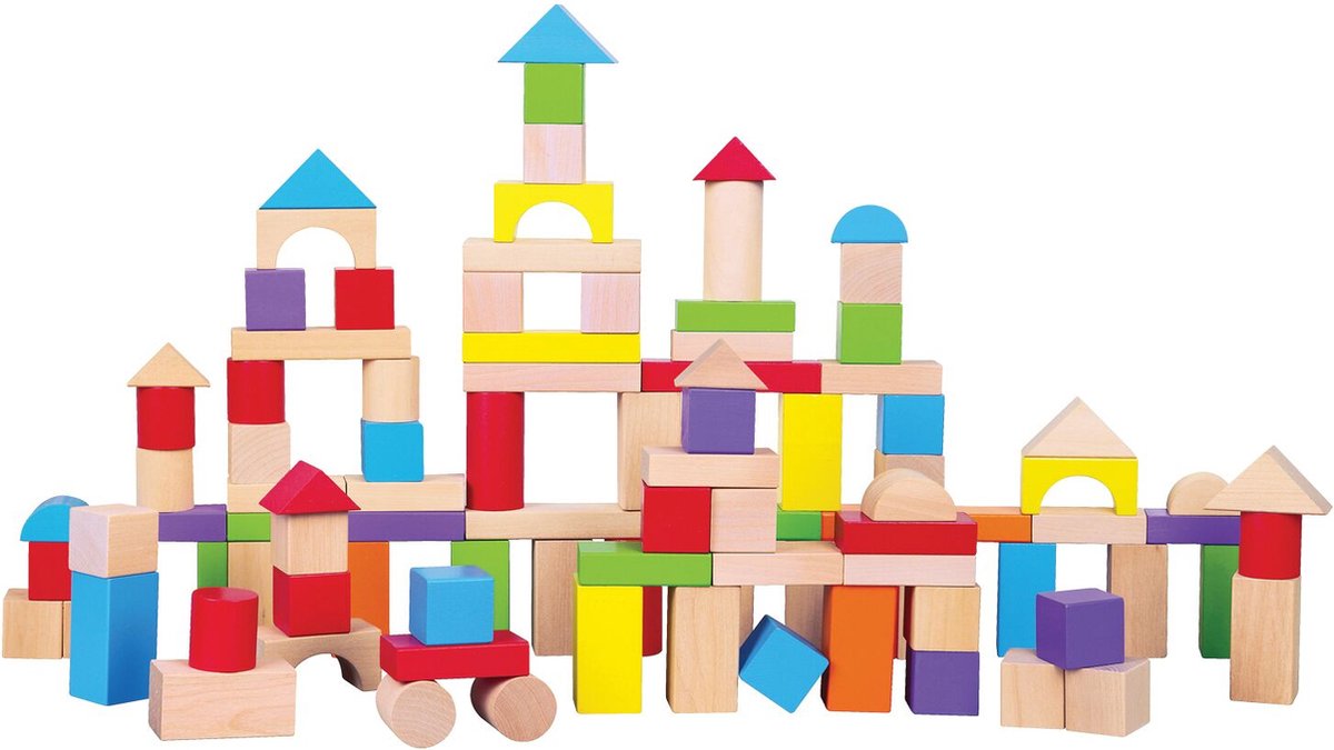 Woet® Houten Bouwblokken Set - 100-delige Blokkendoos - FSC - Educatief Speelgoed - Stimuleert Creativiteit - Vanaf 18 Maanden — afbeelding 8