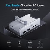 Hub USB 3.0 en aluminium ORICO avec 2x USB-A et lecteur de carte - design clip-on - Argent